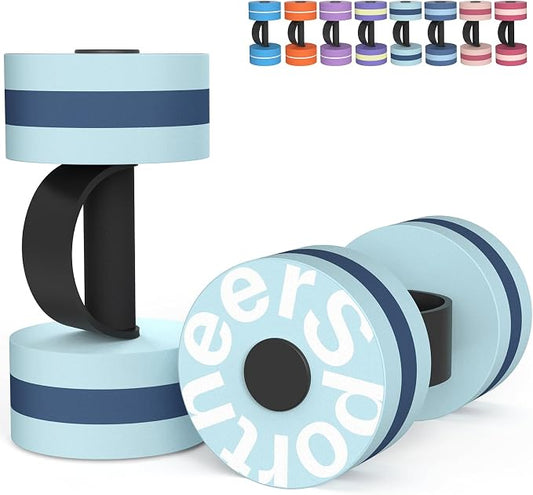 Sportneer Water Weights Aquatic Exercise Dumbbells Water Dumbbell Aerobics Workouts Set of 2 EVA Foam Pool Weights Dumbbells Set Aqua Fitness Barbells Equipment for Water Aerobics Weight Loss