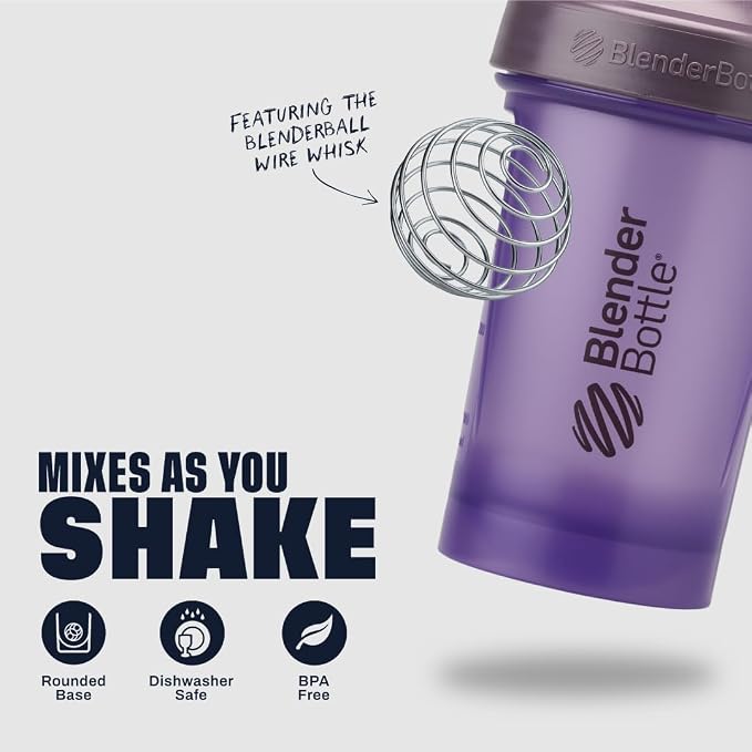 BlenderBottle Classic V2 Plastic Shaker Bottle 20 oz Purple