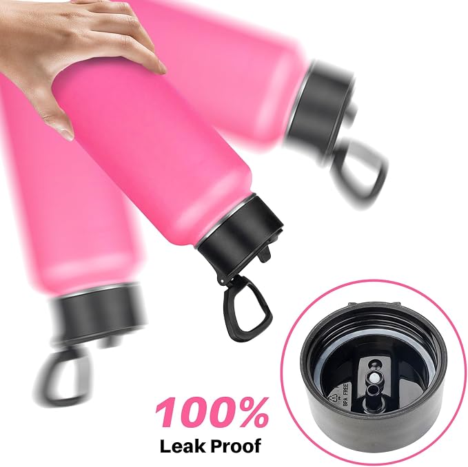 Insulated Water Bottle With Straw,32 oz Vacuum Insulated Stainless Steel Sports Water Flask,Keeps Cold and Hot,Metal Water Bottle Wide Mouth for Gym Travel Camping (Peach pink)