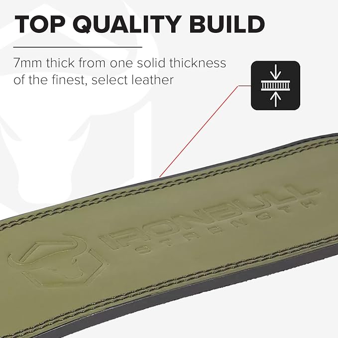 7mm Leather Weight Lifting Belt (IPF Approved) – 4” to 2” Tapered Weightlifting Belt for Powerlifting, Olympic Lifting, Gym & Workout – Back Support Belt for Men & Women