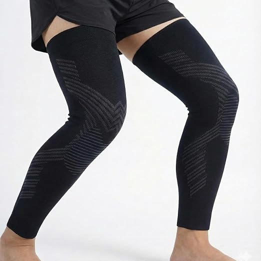 Full Leg Compression Sleeves for Men and Women,2 Pack Legs Sleeves Long Knee Brace Support for Running, Basketball, Cycling, Workout, Sports - Black,3XL