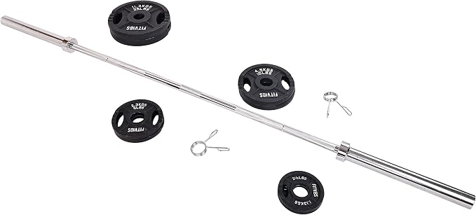 Signature Fitness Cast Iron Olympic 2-Inch Weight Plates Including 7FT Olympic Barbell, 130-Pound, 300-Pound or 325-Pound Set, Multiple Packages
