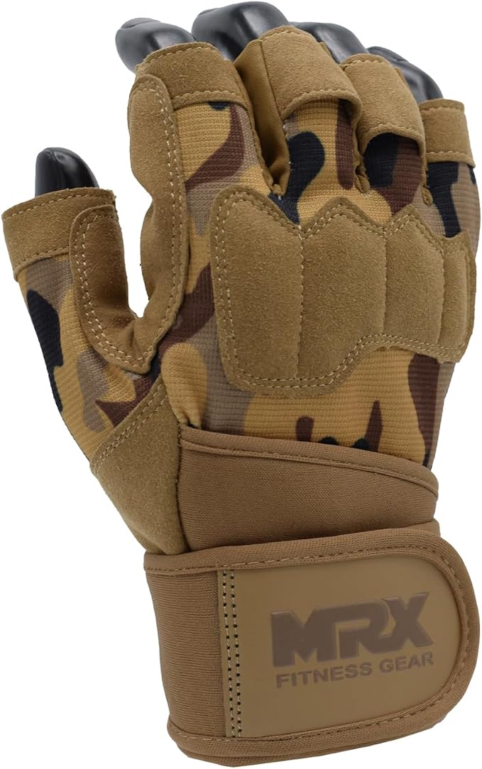 MRX Weightlifting Gloves for Men Workout Gloves Mens Wrist Support Lifting Gloves Male Gym Gloves | Workout Gym Accessories for Men Weight Lifting Fingerless Gym Exercise for Powerlifting