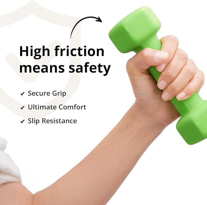Portzon 8 Colors Options Compatible with Set of 2 Rubber Dumbbell Weight, 5-50 LB, Anti-Slip, Anti-roll, Hex Shape