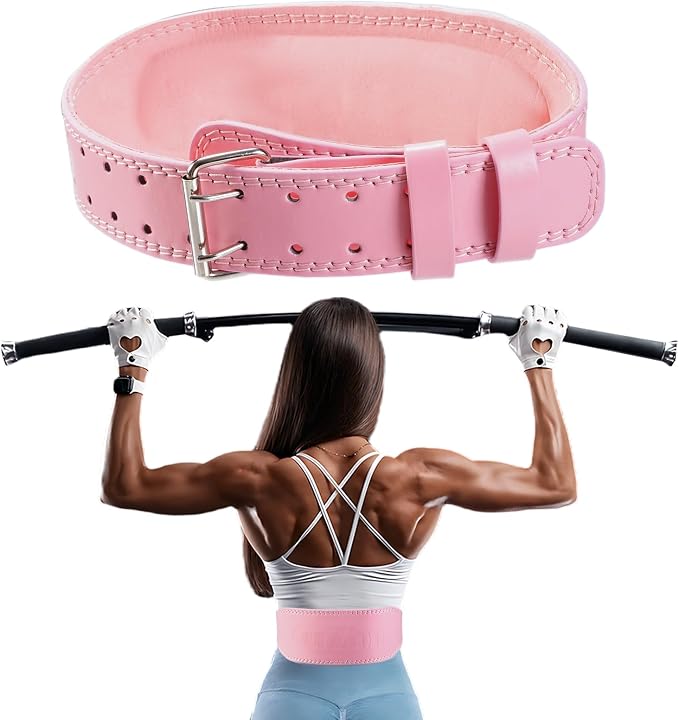 9mm Leather Fitness Weight Lifting Belt for Women&Men with 4 Inches Padded Lumbar Support for Power Lifting Workout & Squats Exercise