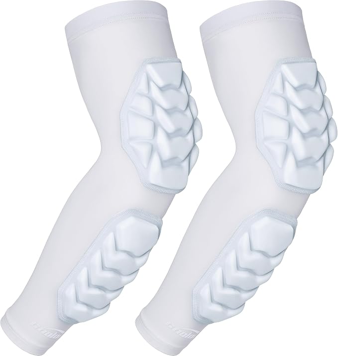 COOLOMG Football Arm Pads Padded Forearm Elbow Sleeves | Padded Compression Arm Sleeves for Football Basketball Volleyball 1 Pair