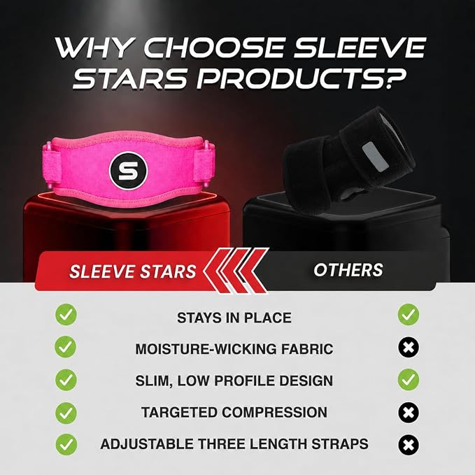 Sleeve Stars Tennis Elbow Brace for Men & Women, Elbow Brace for Tendonitis, Tennis Elbow Strap, Golfers Elbow Brace, Elbow Support Wrap for Tennis Elbow Relief, Fits 9"-23" (Pair/Hot Pink)