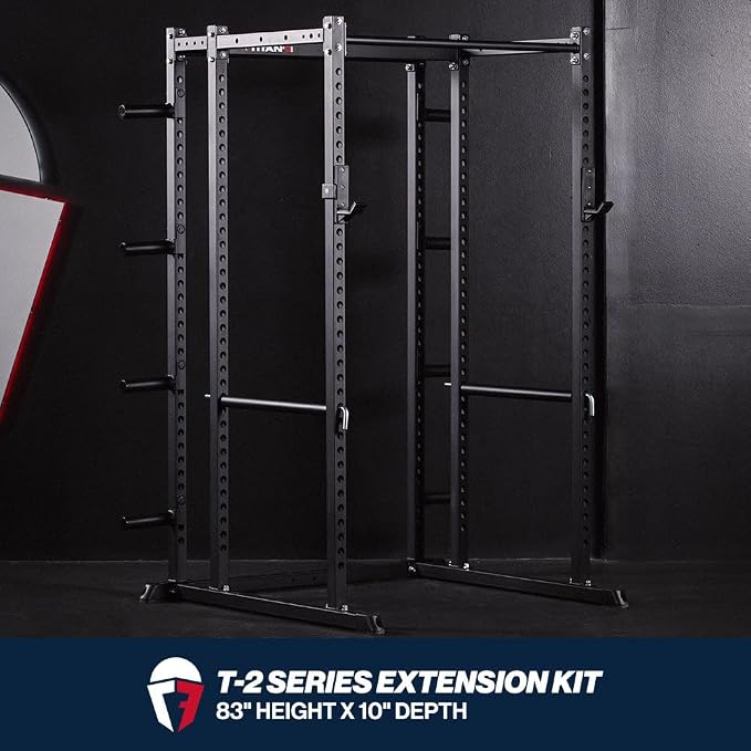 Titan Fitness T-2 Series Power Rack Extension Kit, 12-Gauge Steel Uprights, Bolt-Together Rack Expansion for Home Gym with Weight Plate Holders