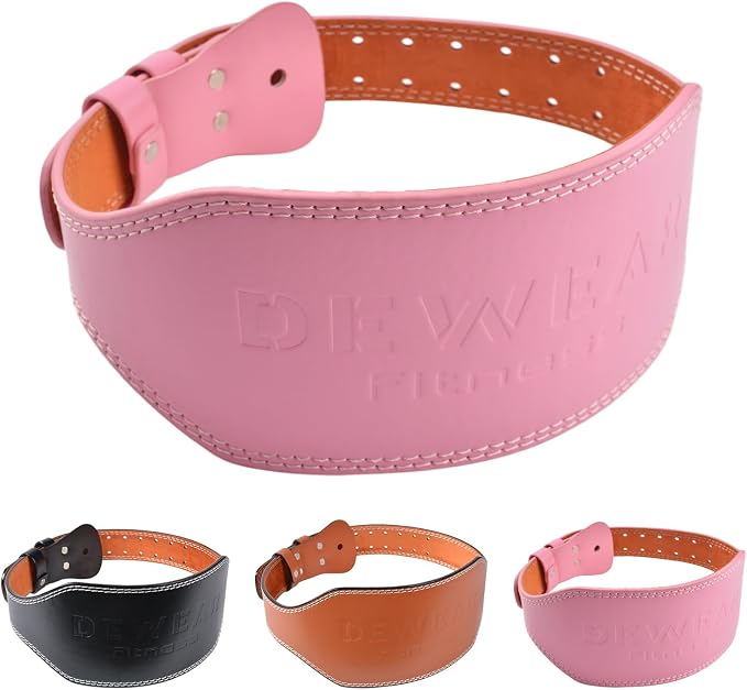 Leather Weight Lifting Belt, 4”& 6”Padded Lumbar Back Support, 10 Adjustable Holes, Gym Weight Belt Ideal for Deadlift, Powerlifting, Bodybuilding and Squat