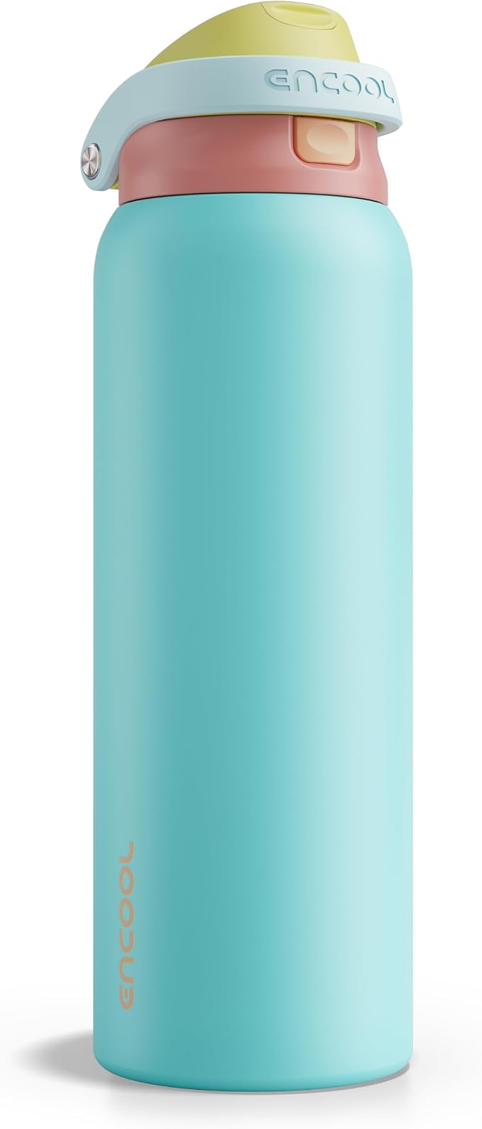 ENCOOL Leakproof Insulated Water Bottle with Straw Dual-Sip Water Bottle Bag-Safe Design for Work, Commute & Gym – Keeps Drinks Cold All Day, 40 oz, Orange-Reef Blue