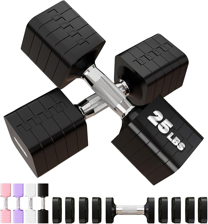 Adjustable Dumbbell Set for Women Men 7.5LB/10LB/15LB/20LB/25LB Each | Dumbbells Set of 2, Free Weight Set at Home Gym, Hand Weights with Locking/Metal Handle for Exercise Muscle Toning Rehab