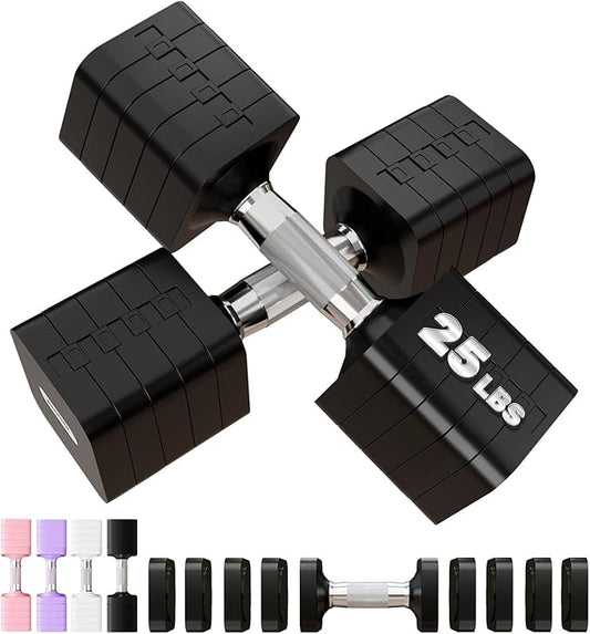 Adjustable Dumbbell Set for Women Men 7.5LB/10LB/15LB/20LB/25LB Each | Dumbbells Set of 2, Free Weight Set at Home Gym, Hand Weights with Locking/Metal Handle for Exercise Muscle Toning Rehab