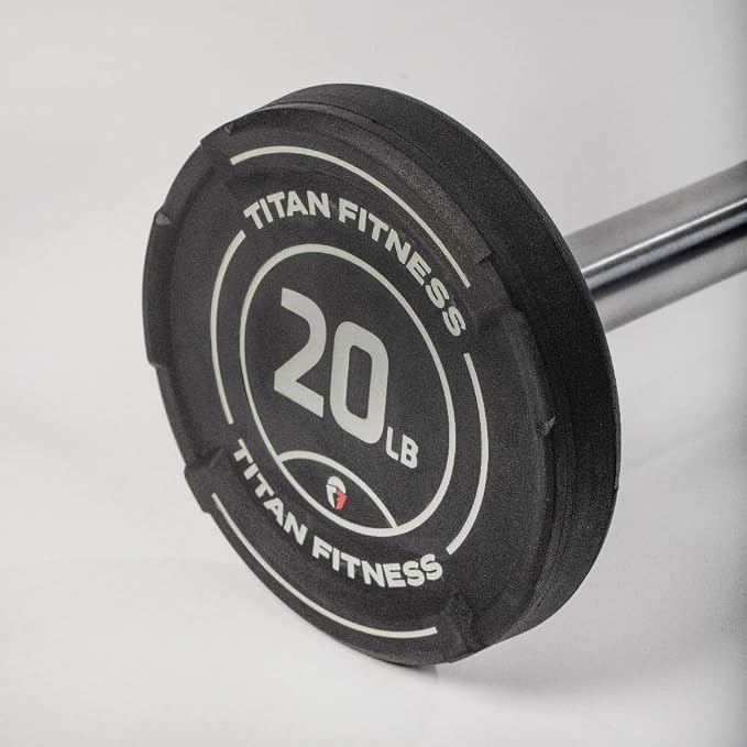 Titan Fitness Rubber Curl Fixed Barbells, Pre-Loaded Weight Bar for Strength Training & Weightlifting