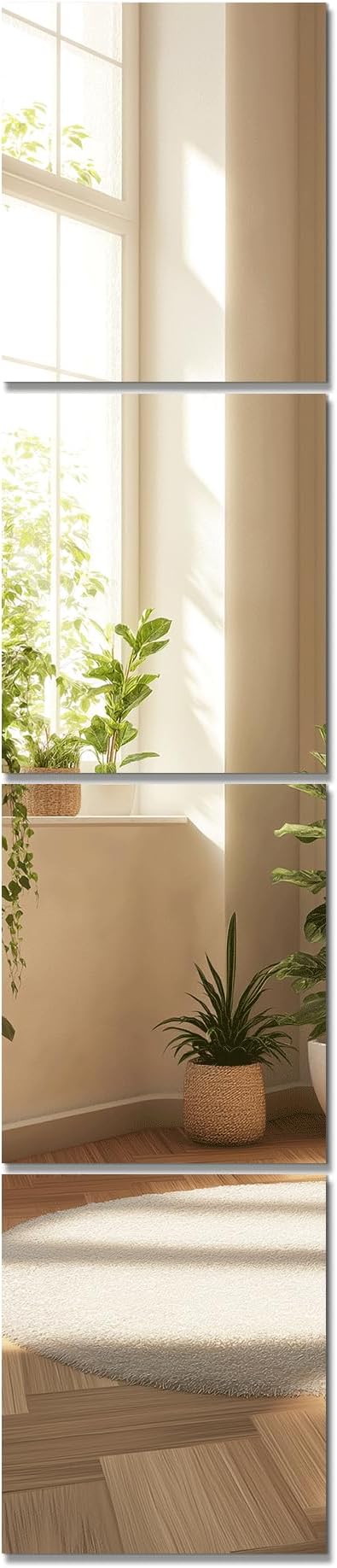 TRAHOME Home Gym Mirror Tiles for Wall, 14"x12"x4PCS Full Length Mirror | HD Tempered Glass, Frameless Workout Mirror for Garage, Bedroom, Living Room, Over The Door