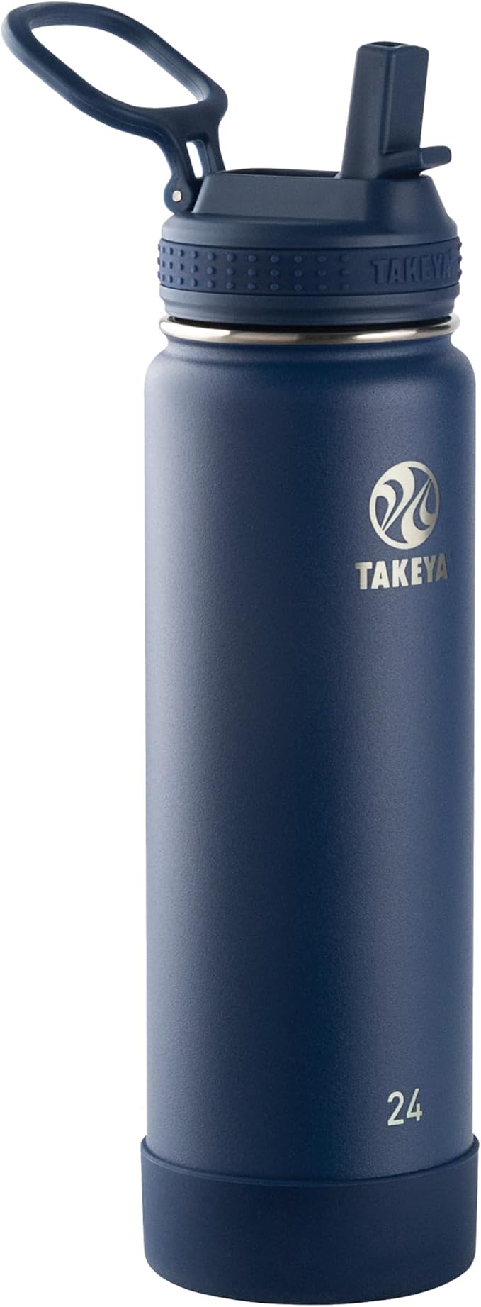 Takeya 24 oz Actives Stainless Steel Water Bottle with Straw Lid – Leakproof, Double-Wall Insulated, Keeps Drinks Cold 24 hrs/Hot 12 hrs, BPA-Free, Powder-Coated, Gym & Travel, Midnight Blue