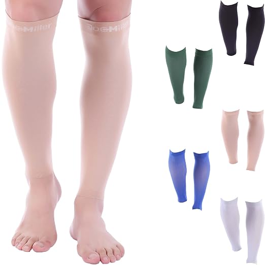 Doc Miller Calf Compression Sleeves 30-40 mmHg for Men & Women, 1 Pair | Knee High, Medical Grade, Footless Compression Socks, Shin Splints, Leg Swelling, Varicose Veins, Wide Calf, Nurses, Recovery