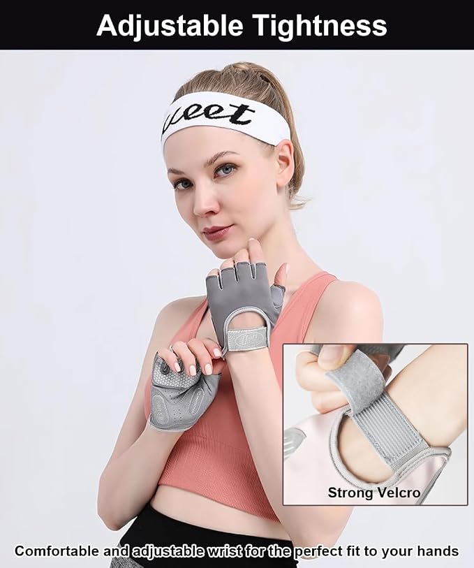 SUJAYU Workout Gloves for Women & Men, Anti-Slip Fingerless Gloves for Weightlifting, Mens Workout Gloves Gym Gloves Fitness Gloves
