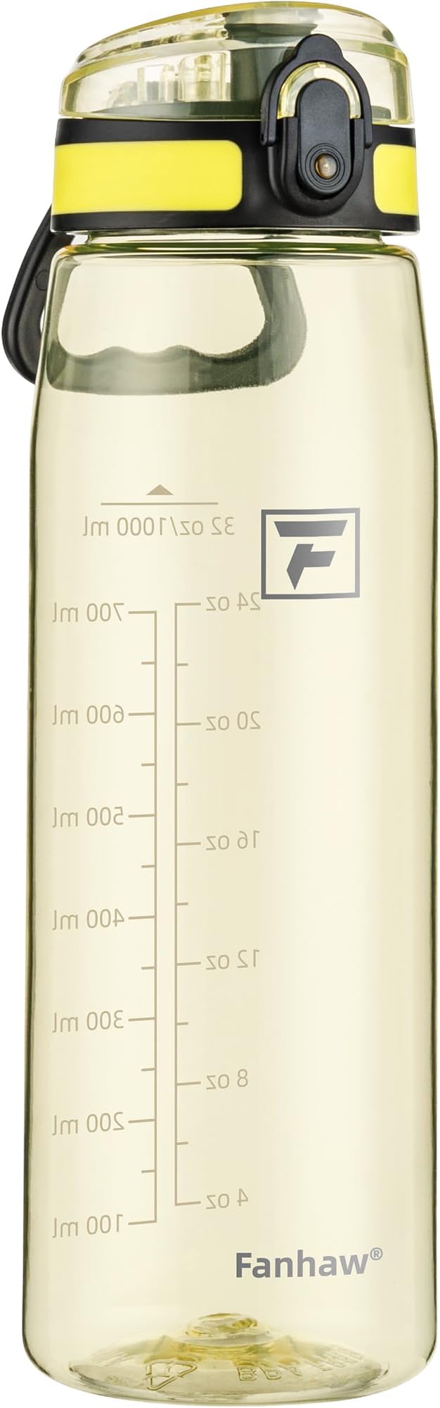 Fanhaw 32 oz Clear Plastic Water Bottle, BPA Free Leakproof Tritan Sports Water Bottle with Chug Lid, Wide Mouth Reusable Bottle for Gym, Travel, School & Office (Imperial Yellow)