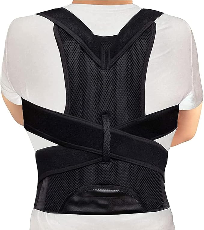 Posture Corrector for Women and Men, Adjustable Back Straightener Posture Corrector,Upper Lower Back Brace Support Belt for Men Women Body Neck Shoulder Trainer (XS, Black)