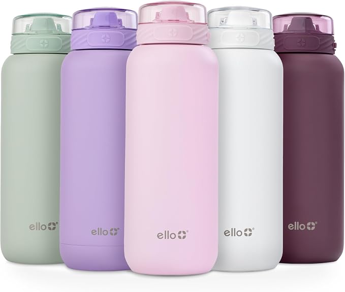 Ello Cooper 32oz Insulated Stainless Steel Water Bottle with Straw, Cashmere Pink