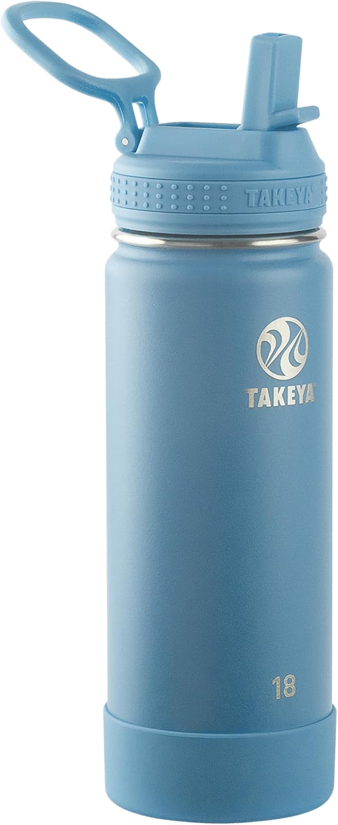 Takeya 18 oz Actives Stainless Steel Water Bottle with Straw Lid – Leakproof, Double-Wall Insulated, Keeps Drinks Cold 24 hrs/Hot 12 hrs, BPA-Free, Powder-Coated, Gym & Travel, Bluestone