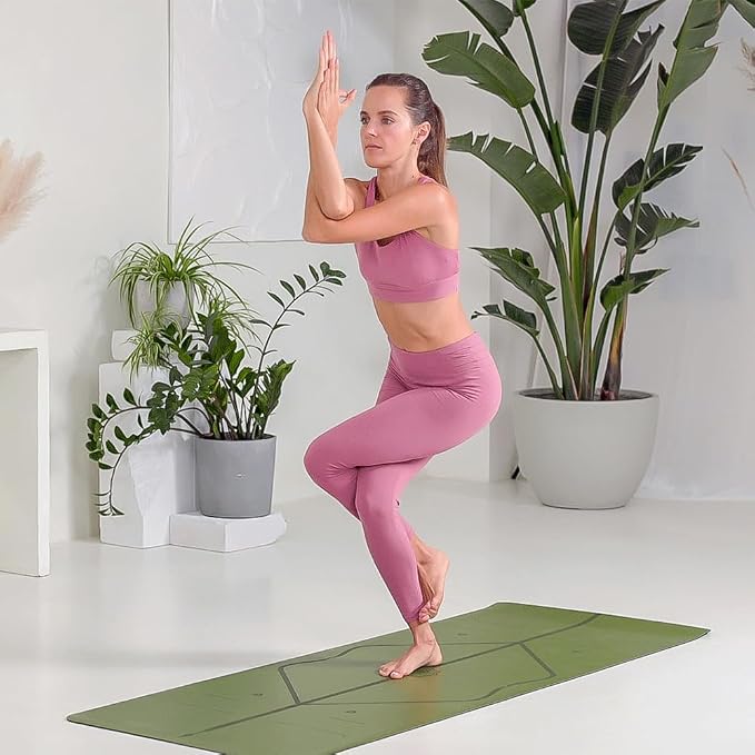 Liforme Classic Yoga Mat - Posture Alignment Design, Advanced Non-Slip Grip | Eco-friendly, Non-Toxic, Sweat-Resistant, long, wide, 4.2mm thick mat for comfort, recommended for Hot Yoga, Free Yoga Bag