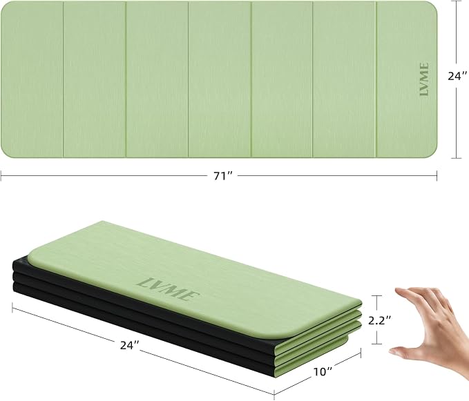 LVME Foldable Yoga Mat, 71"x24"x1/3" Thick(8mm), Non Slip Exercise Mat | SGS Certified POE, Fitness Travel Mat, Easy To Store, Foldable for Exercise, Yoga, Pilates, Home Workouts