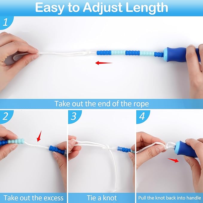 Jump Rope for Kids, Adjustable Jump Ropes for 4 5 6 7 8 10 12, Tangle Free | Jumping Rope Age 8-12, Segmented Soft Beaded Skipping Rope for Women Fitness