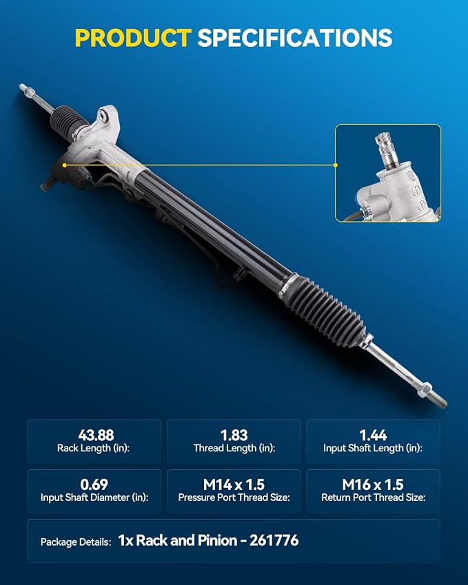 PHILTOP Power Steering Rack and Pinion Assembly Compatible with 1997-2001 CR-V, Hydraulic Steering Rack and Pinion Replace 26-1776