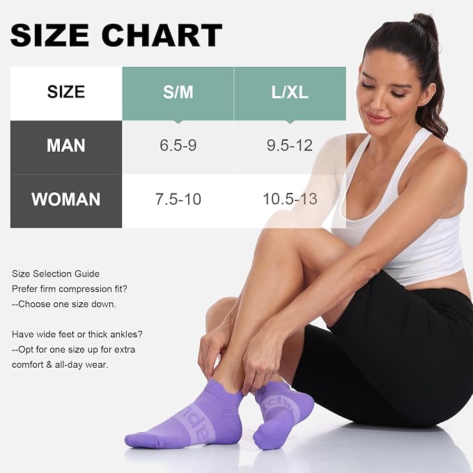Lapulas Compression Socks for Men & Women, 6 Pair Ankle Running Support Socks for Sports, Casual, Plantar Fasciitis Relief