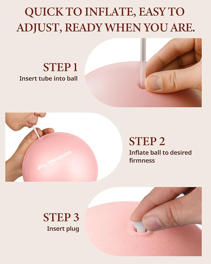 Trideer 9-Inch Pilates Ball, Small Exercise Ball Pilates Equipments for Yoga, Physical Therapy, Pregnancy, Postpartum, Core Training, Balance, Stability and Stretching