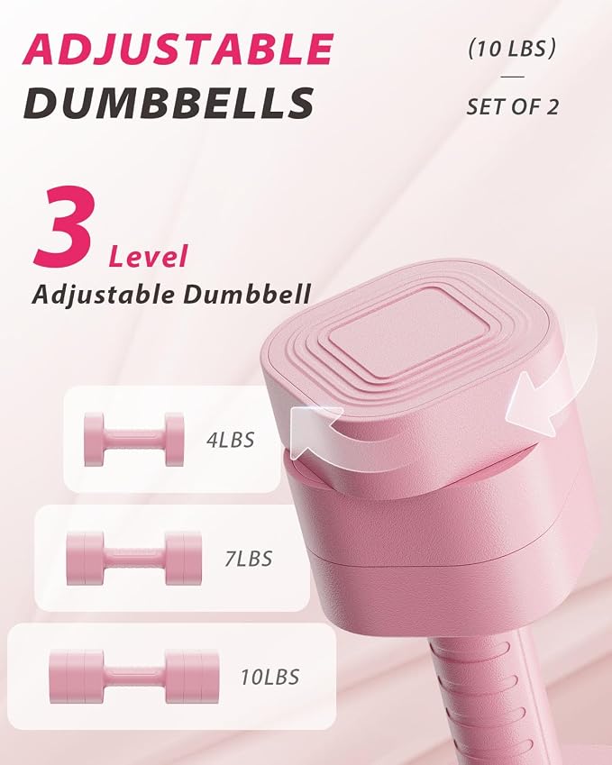 Ragebby Adjustable Dumbbell Set of 2, Weights for Men and Women at Home | Anti-slip Handle, Weights Dumbbells Set, 2lb/3lb/5lb/10lb/15lb/20lb for Pilates, Yoga, Strength Training