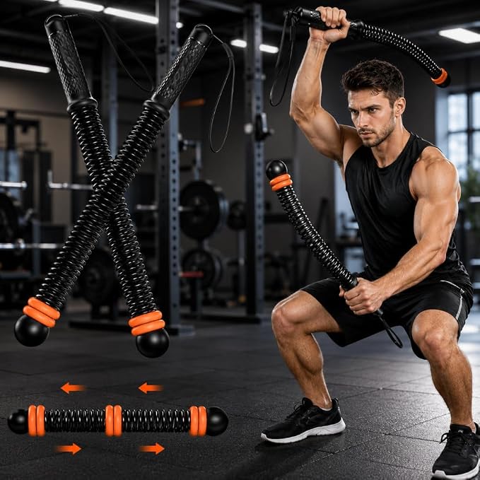 Ropeless Battle Ropes for Home Gym, Portable Cordless Battle Rope with Adjustable Resistance & Weighted Handles, HIIT Strength Training & Low-Impact Cardio Workout for Men & Women