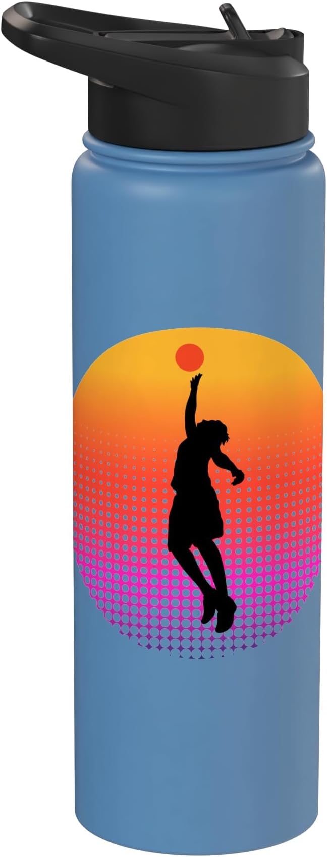 Basketball Game Hoop Slam Dunk Ball Retro Sunset Player Gift Stainless Steel Insulated Water Bottle