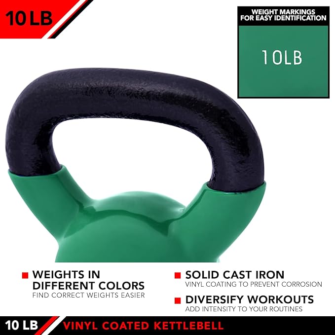 JFIT Kettlebell Weights Vinyl Coated Iron