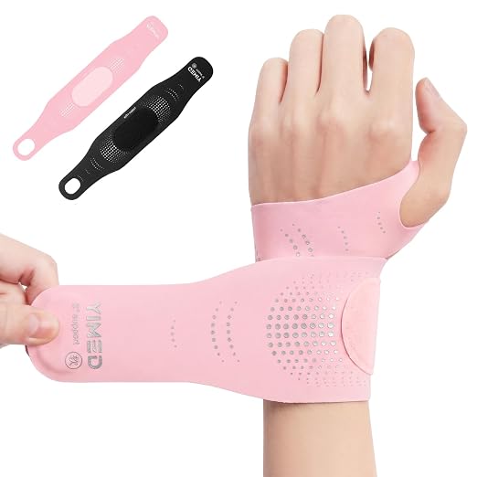 Ultra-Thin Wrist Brace Support for Carpal Tunnel, Pink | Wrist Brace for TFCC Tears, Elastic Wrist Wraps for Weightlifting, Typing, Gym, Day Night Wrist Support for Tendonitis, DRUJ