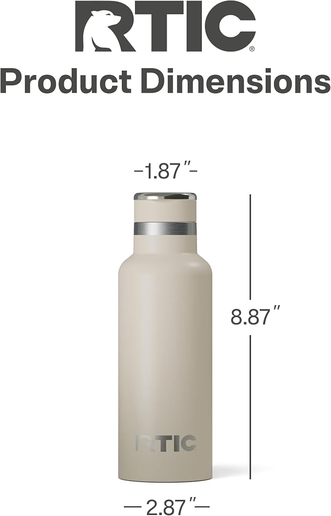 RTIC 16oz Journey Water Bottle, Ceramic Lined, Beach | Stainless Steel Metal, Insulated for Hot and Cold Drinks, Sports, Travel and Camping