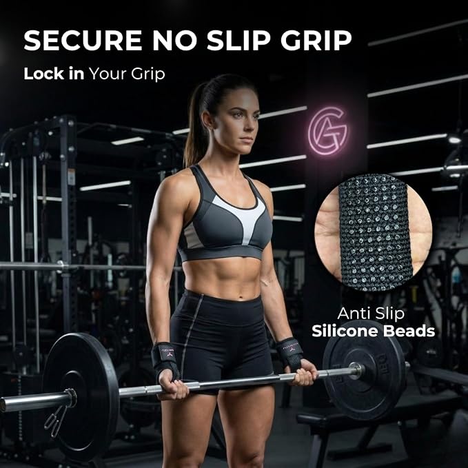 Weight Lifting Straps with D Ring - Gym Straps with D Ring | Cuffed D Rings, Padded Wrist Support, Fits All Cable Machines, Unisex, Anti Slip, Heavy Duty Weight Lifting Straps