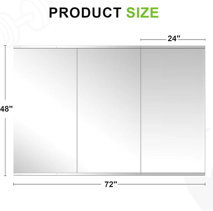 FICTOR Home Gym Mirror for Wall, 48"x24"x3 PCS Workout Mirrors for Home Gym | Shatterproof Tempered Glass, Frameless Full Length Body Mirror for Garage, Dance Studio, Yoga Room, Bedroom
