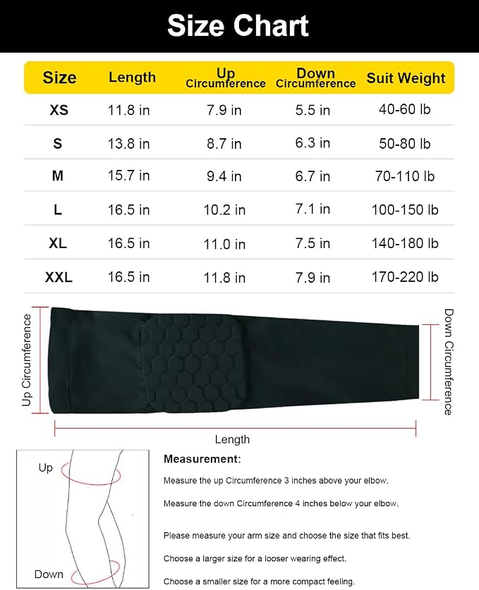 Elbow Compression Sleeve Padded Elbow Sleeve Volleyball Elbow Pads, Basketball Arm sleeve Football Arm Sleeve