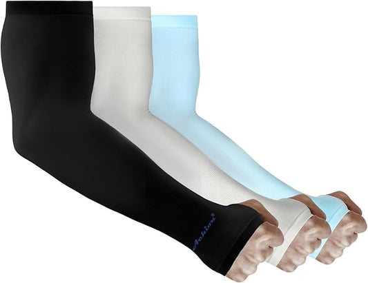 Achiou Arm Sleeves for Men Women, Sun Sleeves UV Protection Cooling Sports | Compression,Tattoo Sleeve Cover, Thumb Hole Design,Tattoo Cover Up, UPF 50+, Versatile Use for Basketball Football Volleyball