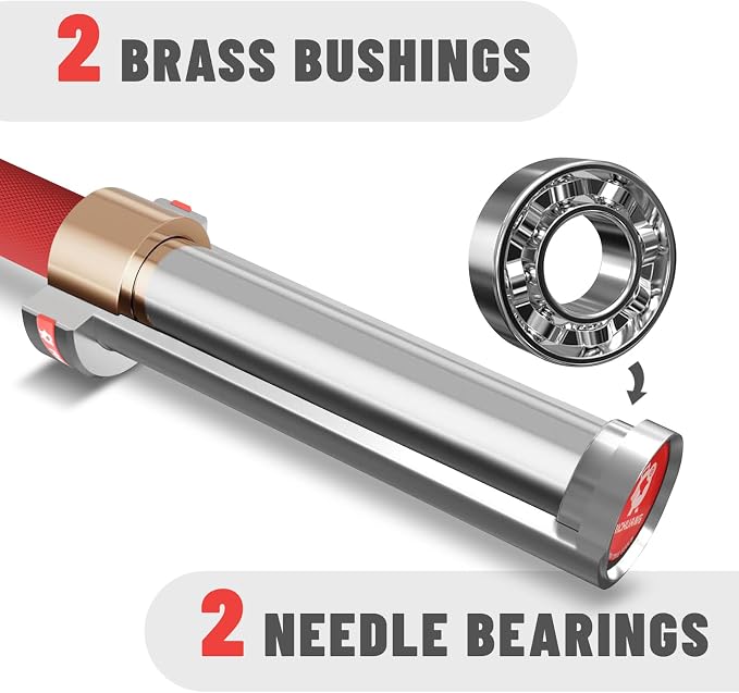 7ft Olympic Barbell 28mm 45lb – 500/700/1000LB Bar for Home Gym | Ceramic coated steel. Smooth spinning sleeves. Fits 2" plates. For snatch, clean and jerk, squats, deadlifts, bench press.
