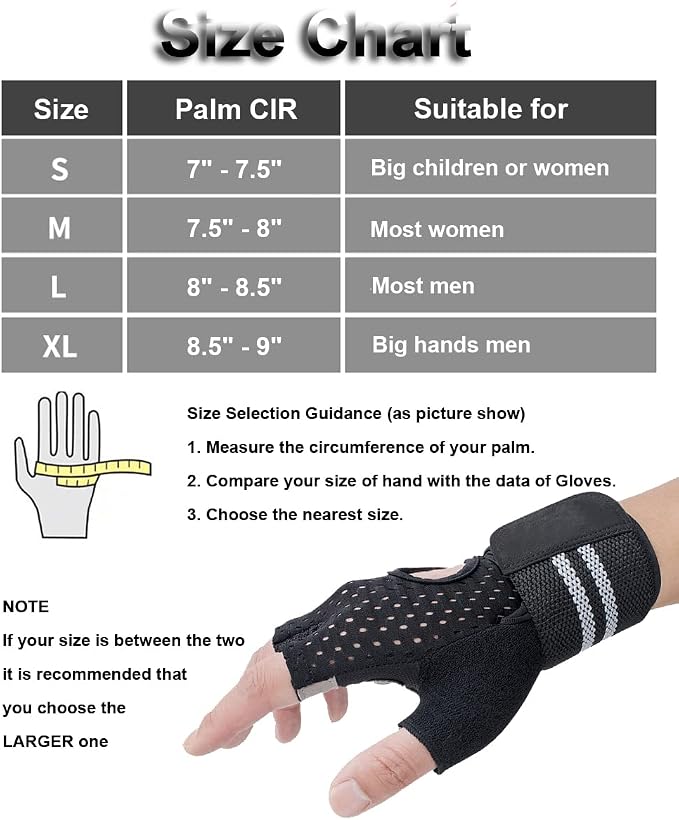 SUJAYU Weightlifting Gym Gloves for Men Women, Breathable Workout Gloves, Anti-Slip Exercise Gloves, Adjustable Wrist Support, Full Palm Protection, Lightweight