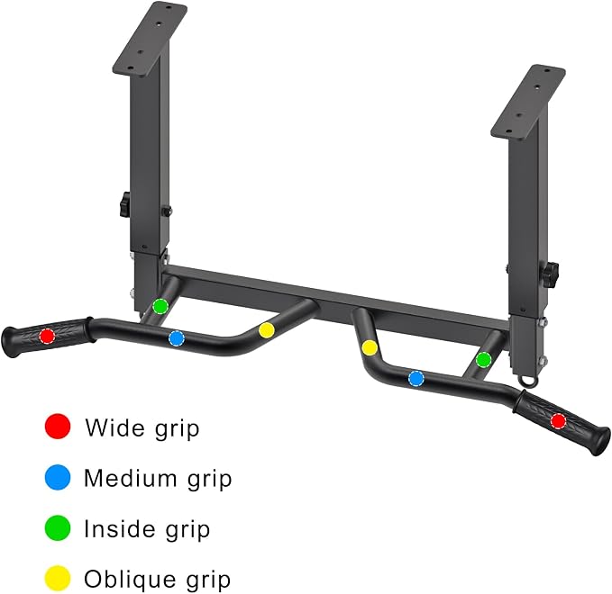 SELEWARE Heavy Duty Welded Pull Up Bar Wall/Joist/Ceiling Mount Chin Up Bar | Multifunctional Pull-up Bars w/Resistance Band Hooks for Home Gym Strength Training, Sturdy Steel Construction Support 500 lb