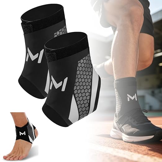 2pcs Ankle Brace for Men & Women, Ankle Brace Compression Support Stabilizer for Men Women, Adjustable Lace up Ankles Sock, Orthopedic Compression Sleeve for Plantar Fasciitis Relief,Tendonitis,Sprained