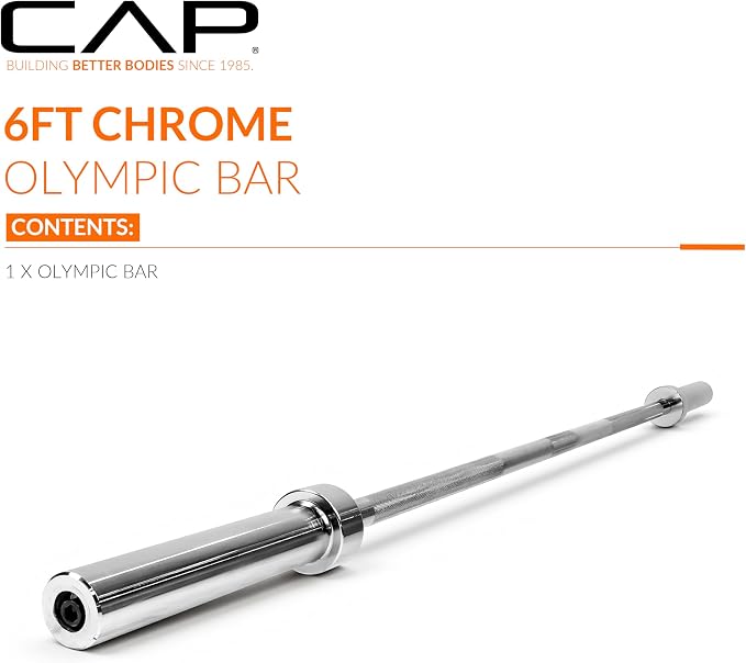 CAP Olympic Barbell - 5FT, 6FT, & 7FT Strength Training Weight Bars, Multiple Options