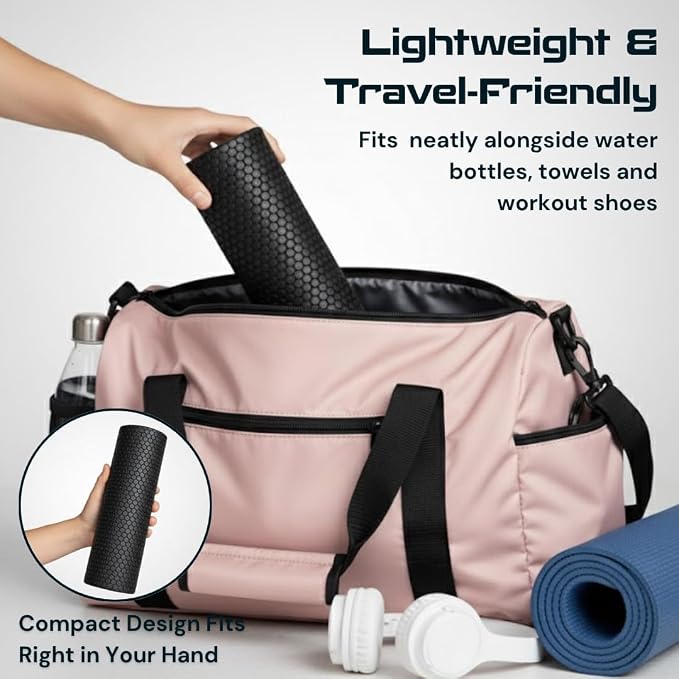 Foam Roller for Muscle Massage, Stiff Back Pain Relief, Physical Therapy, Deep Tissue, Exercise Equipment for Home Gym, Stress, Yoga, Pilates for the Fit Citizen (Black, Mini 12 x 4 Inches)