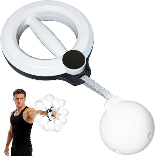 Arm Workout Equipment, 360° Shoulder Reliever Ball Swing, Upper Body Workout Equipment Rotating Ropeless Battle Rope Arm Trainer for Forearm, Chest, Shoulder & Wrist Strength for Men & Women - White
