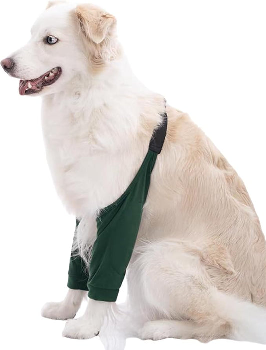HDKUW Dog Elbow Protector, Dog Front Leg Recovery Sleeve for Prevent Licking Wound, Elbow Sleeves with Mesh Pad for Medium Large Dogs Green 3XL