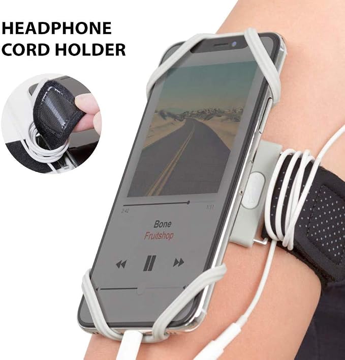 BONE Run Tie, Universal Running Phone Armband for 4"-6.7" Smartphones | Sweat Wicking, Skin-Friendly & Washable Silicone Strap, Workout Phone Arm Holder for Running (Gray - XL Arm Size 15.7-21.4")